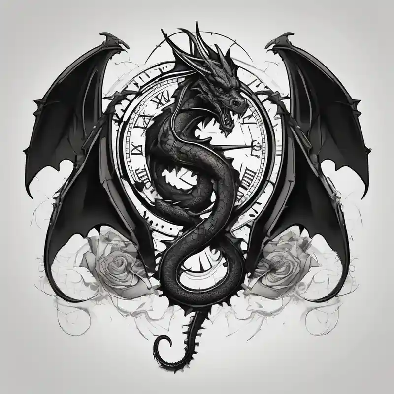 geometric style Drake Tattoo Ideas in 2025 about Dark dragon tattoo with clock and dollars on background drake tattoos and Dark dragon tattoo with clock and dollars on background drake tattoos